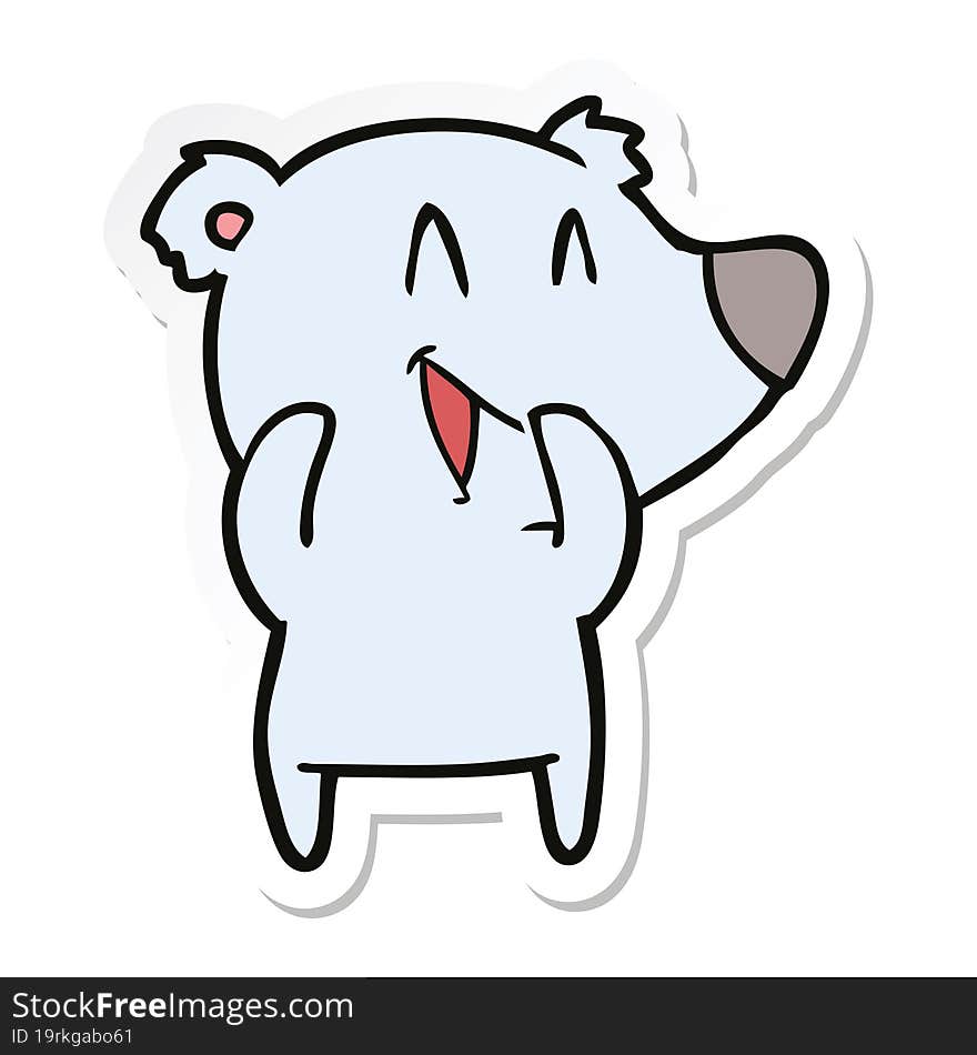 sticker of a laughing bear cartoon