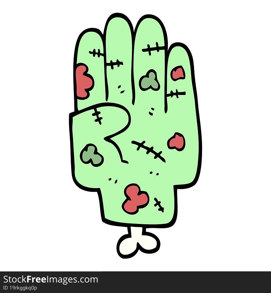 hand drawn doodle style cartoon zombie hand