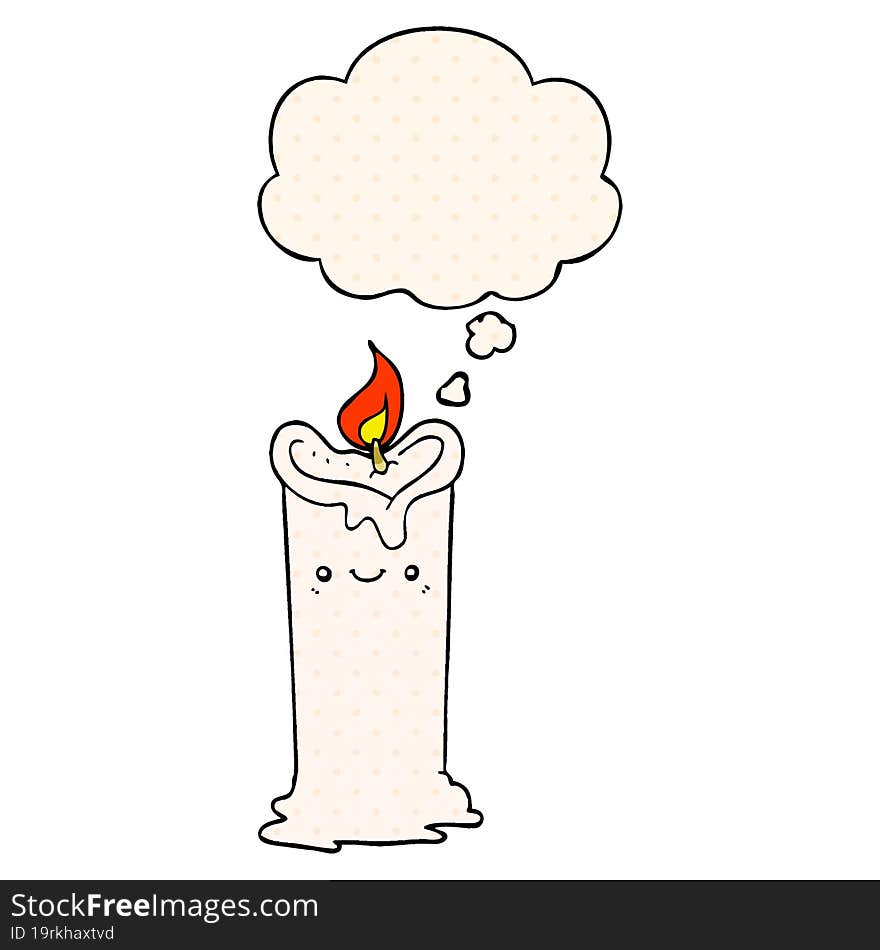 Cartoon Candle And Thought Bubble In Comic Book Style