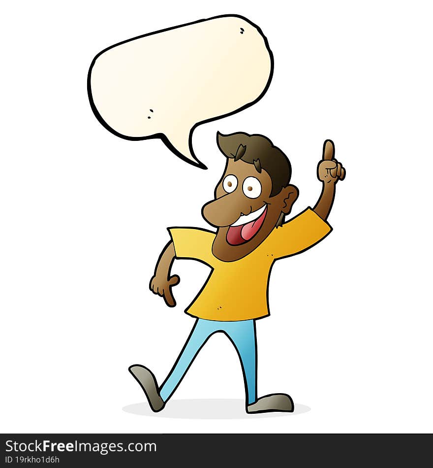 cartoon man with great idea with speech bubble