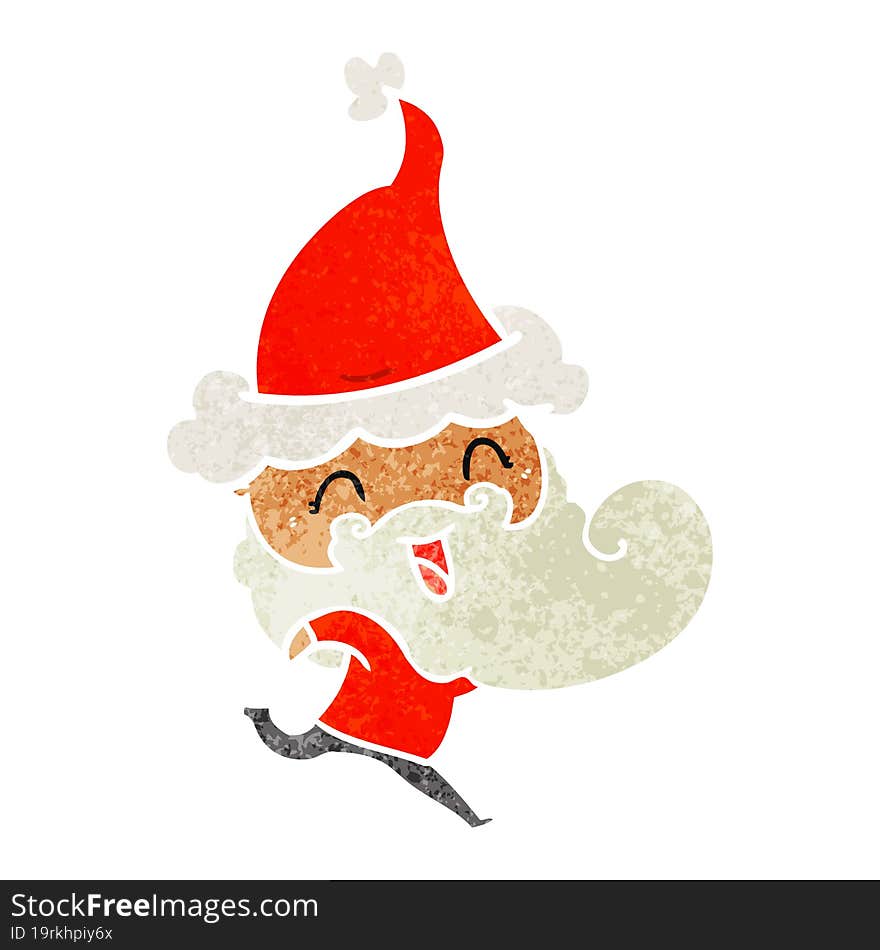 happy bearded man wearing santa hat