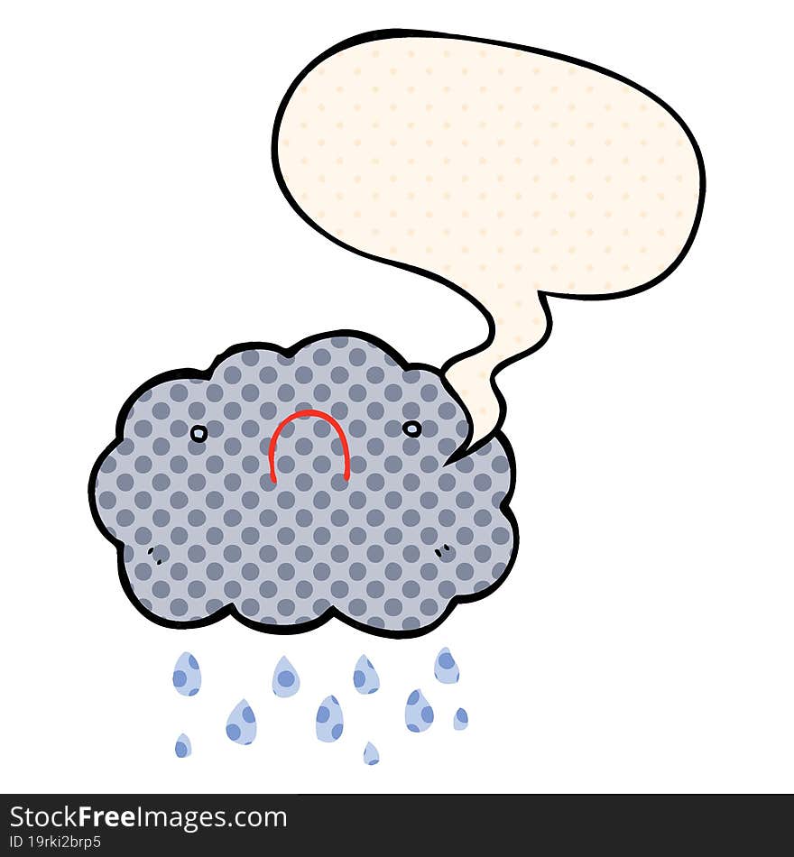 Cute Cartoon Cloud And Speech Bubble In Comic Book Style