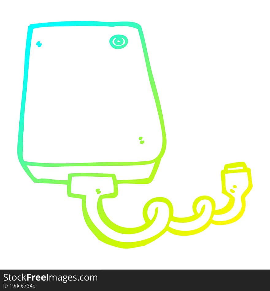 Cold Gradient Line Drawing Cartoon Hard Drive