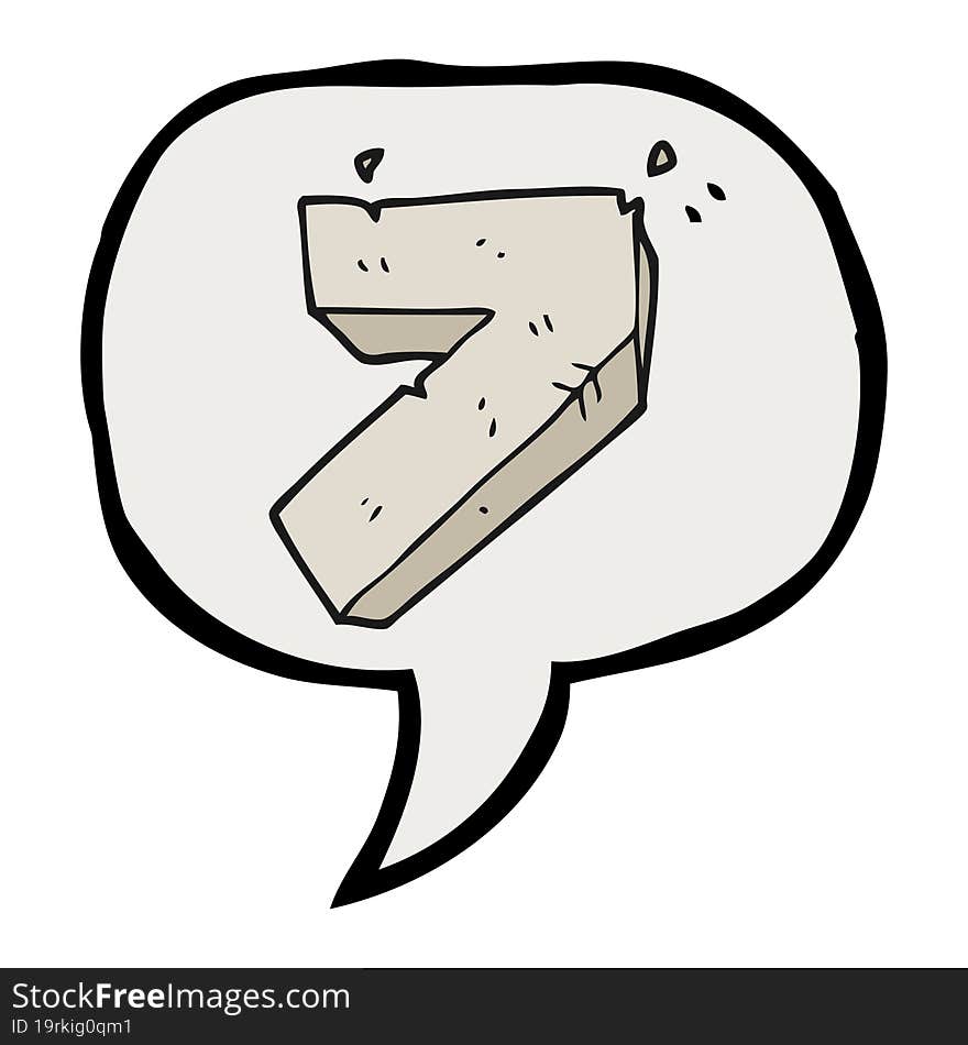 speech bubble cartoon stone number seven