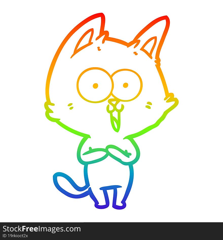 rainbow gradient line drawing funny cartoon cat