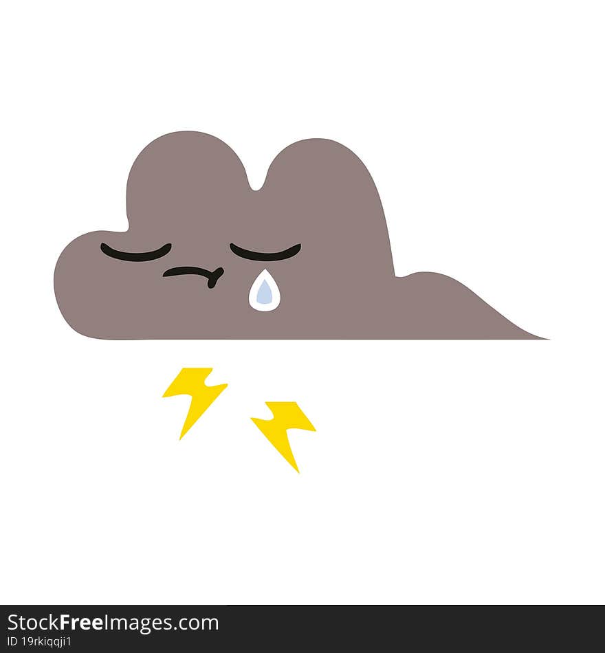 flat color retro cartoon storm cloud