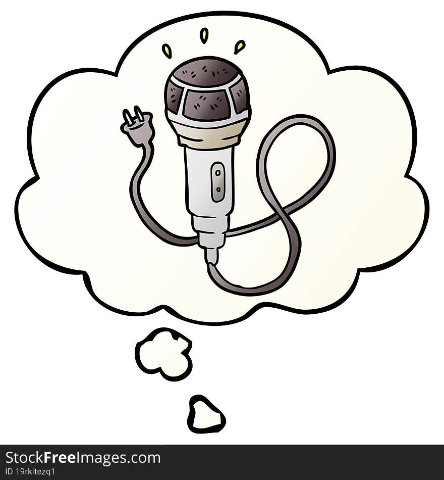 cartoon microphone and thought bubble in smooth gradient style