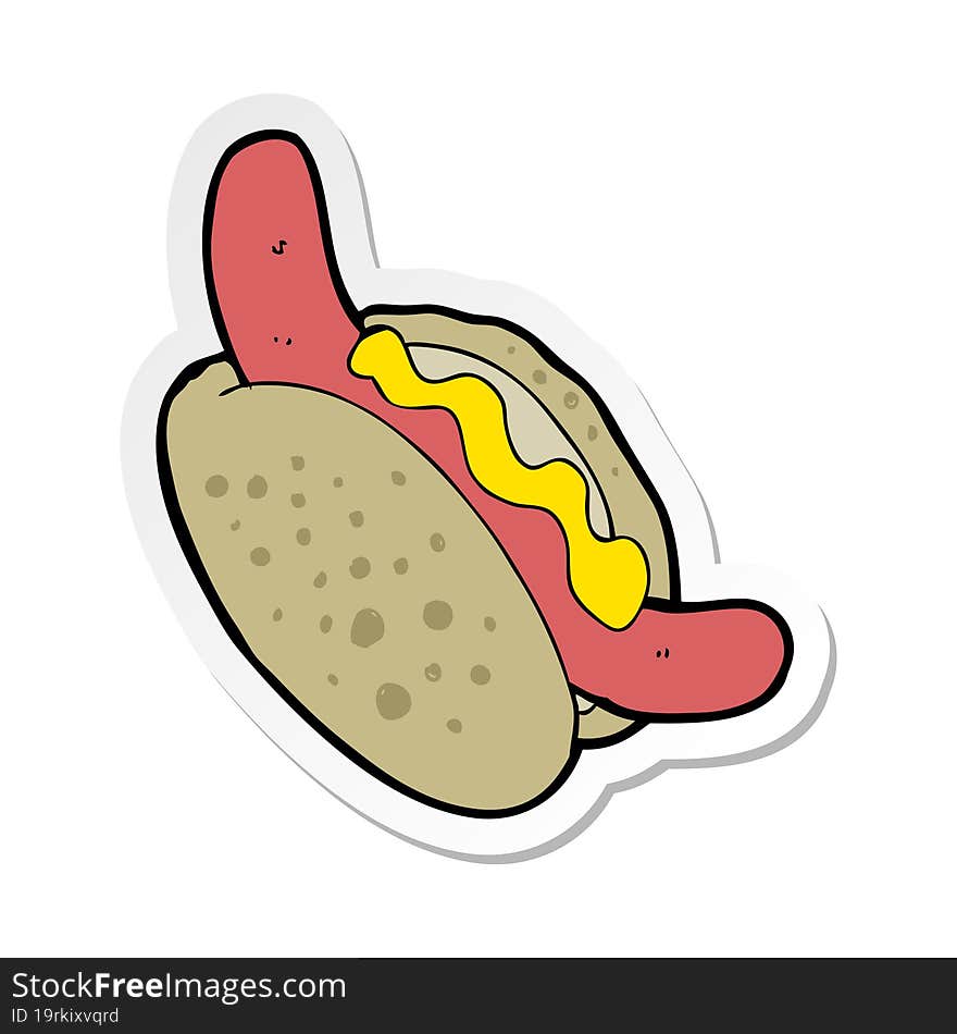 sticker of a cartoon hotdog