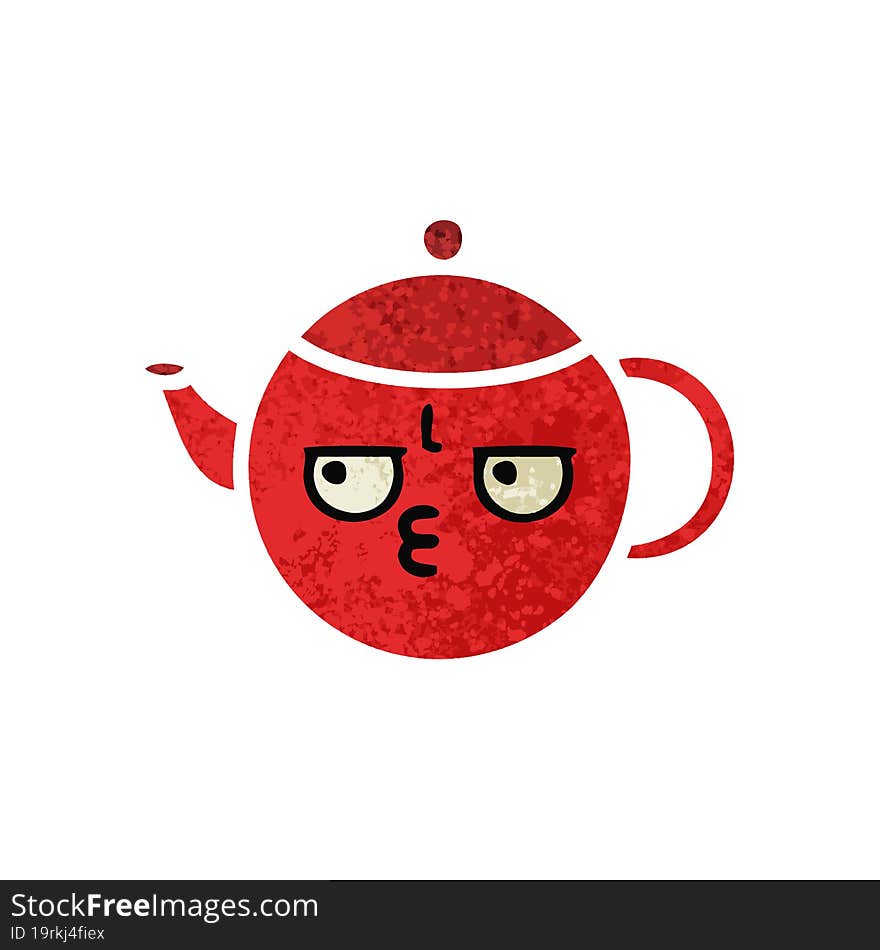 retro illustration style cartoon teapot