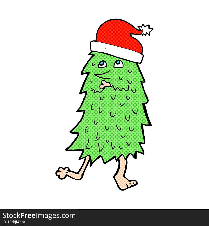 cartoon christmas tree dancing