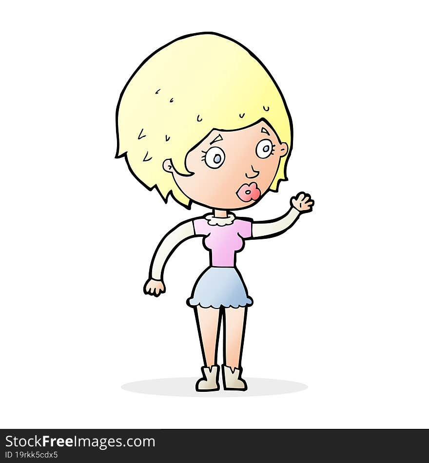 cartoon woman waving