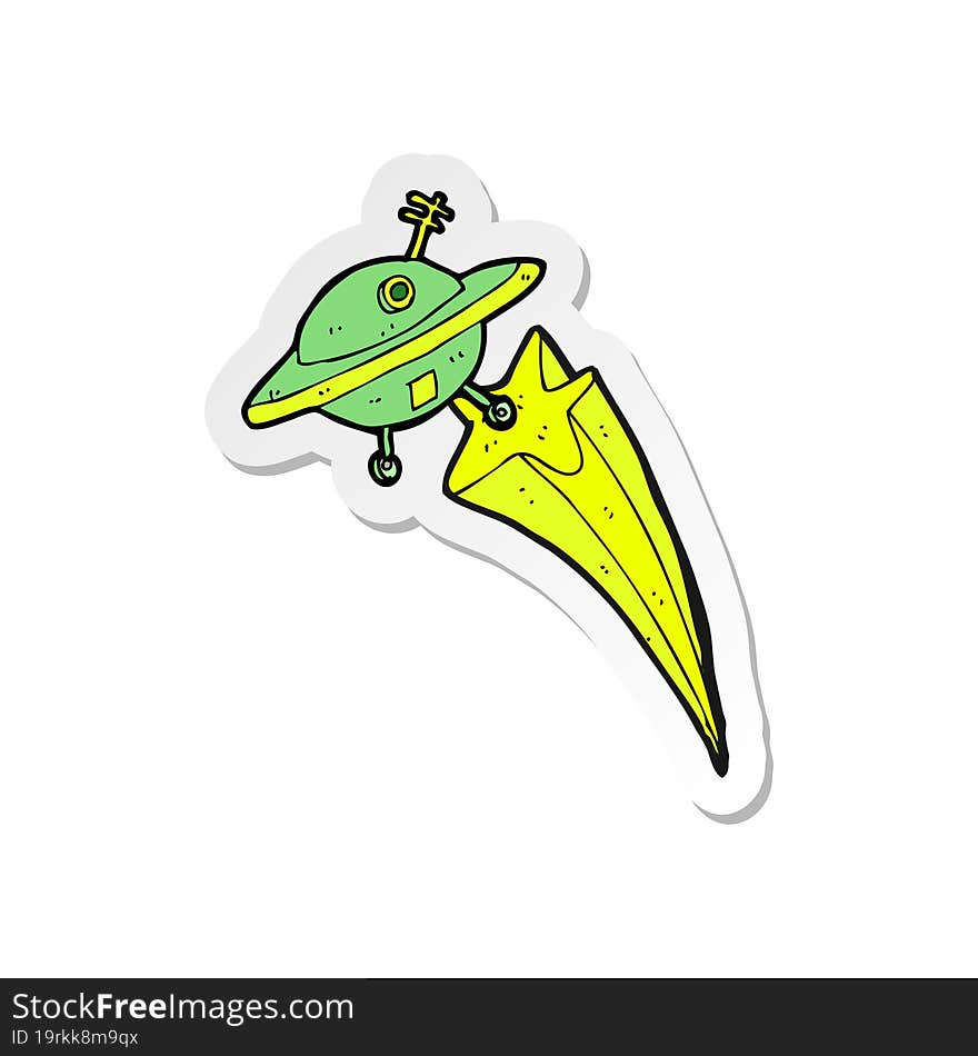 sticker of a cartoon flying saucer