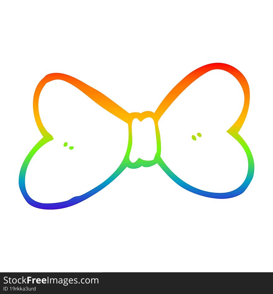 rainbow gradient line drawing of a cartoon bow tie