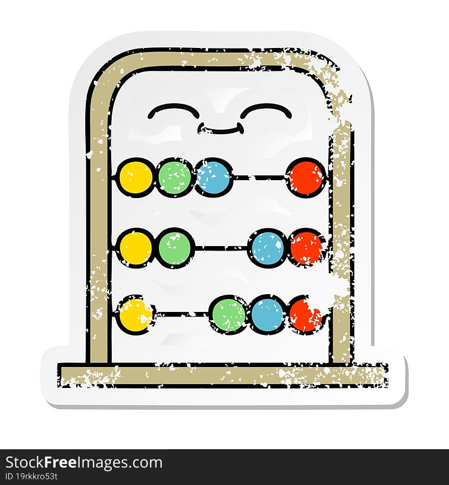 distressed sticker of a cute cartoon abacus