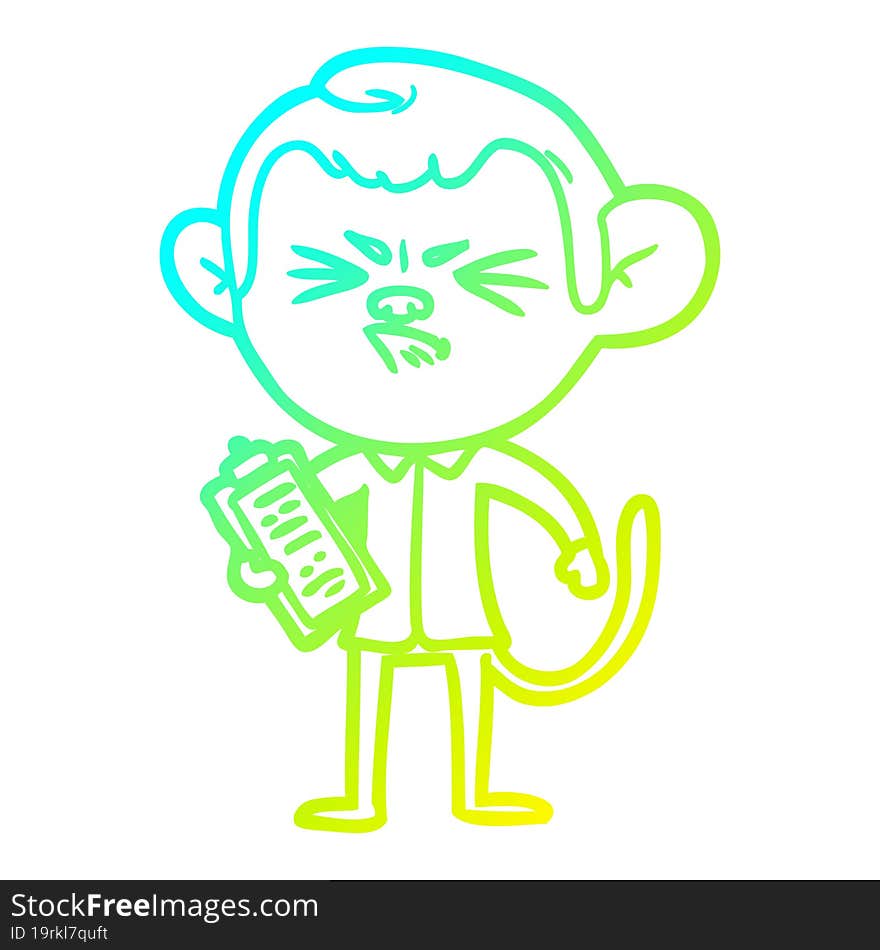 cold gradient line drawing cartoon annoyed monkey