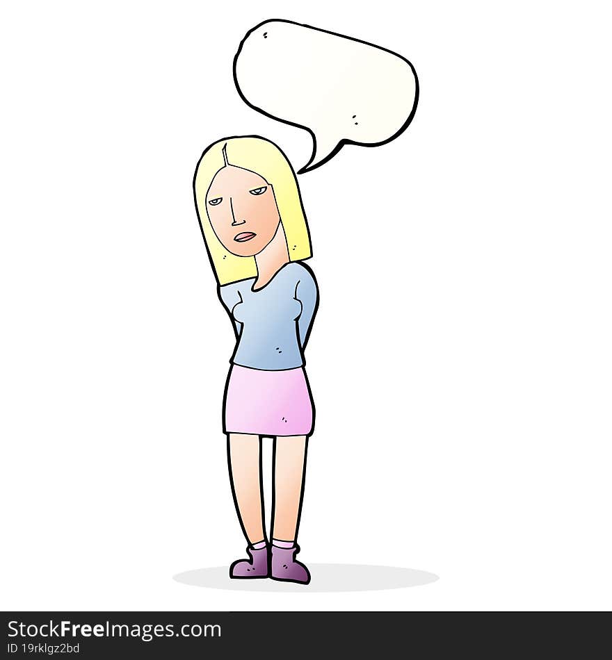 cartoon woman waiting with speech bubble