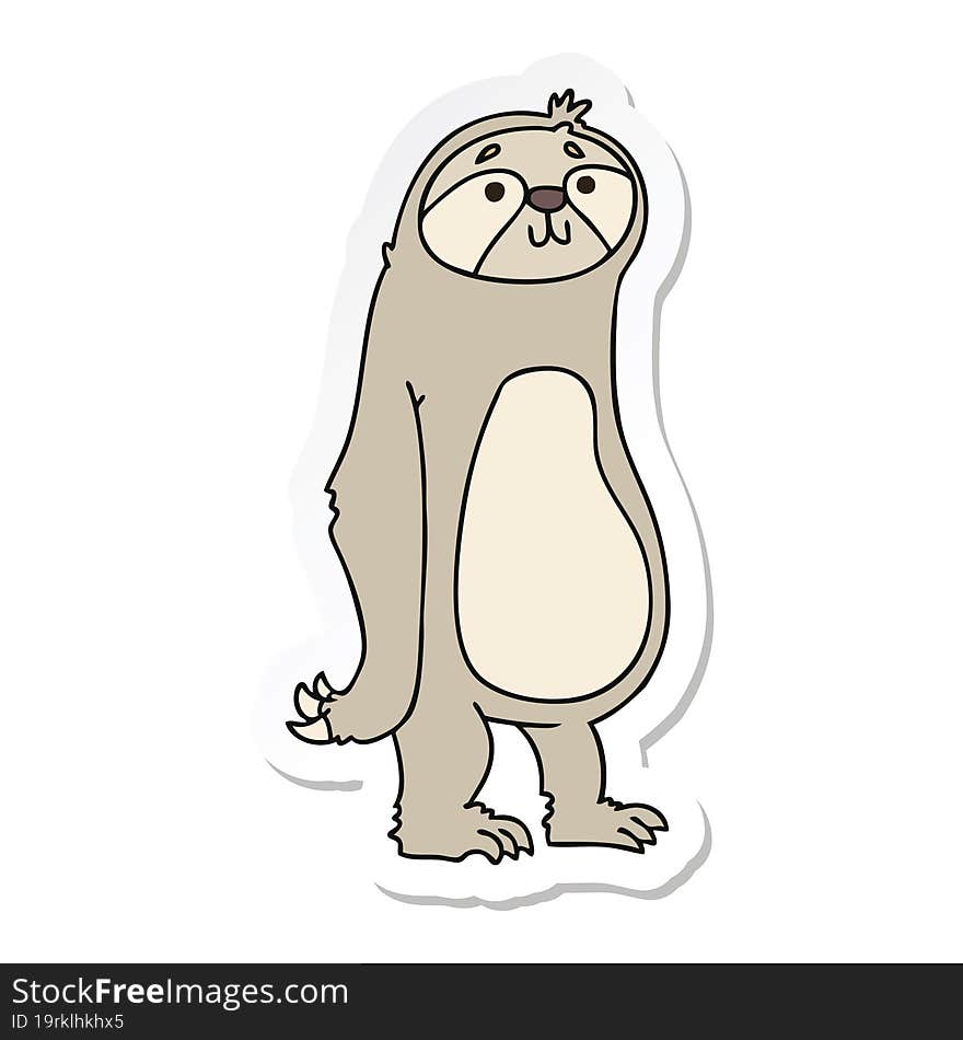 sticker of a quirky hand drawn cartoon sloth