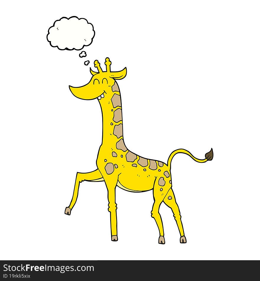 freehand drawn thought bubble cartoon giraffe