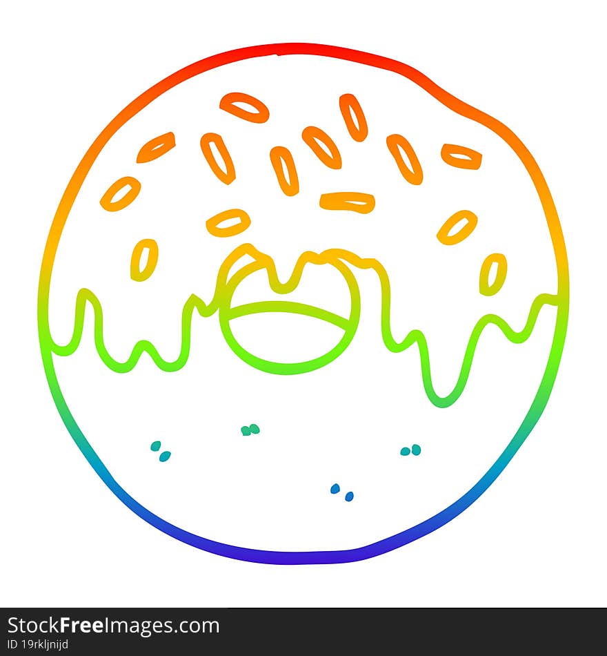 rainbow gradient line drawing cartoon donut