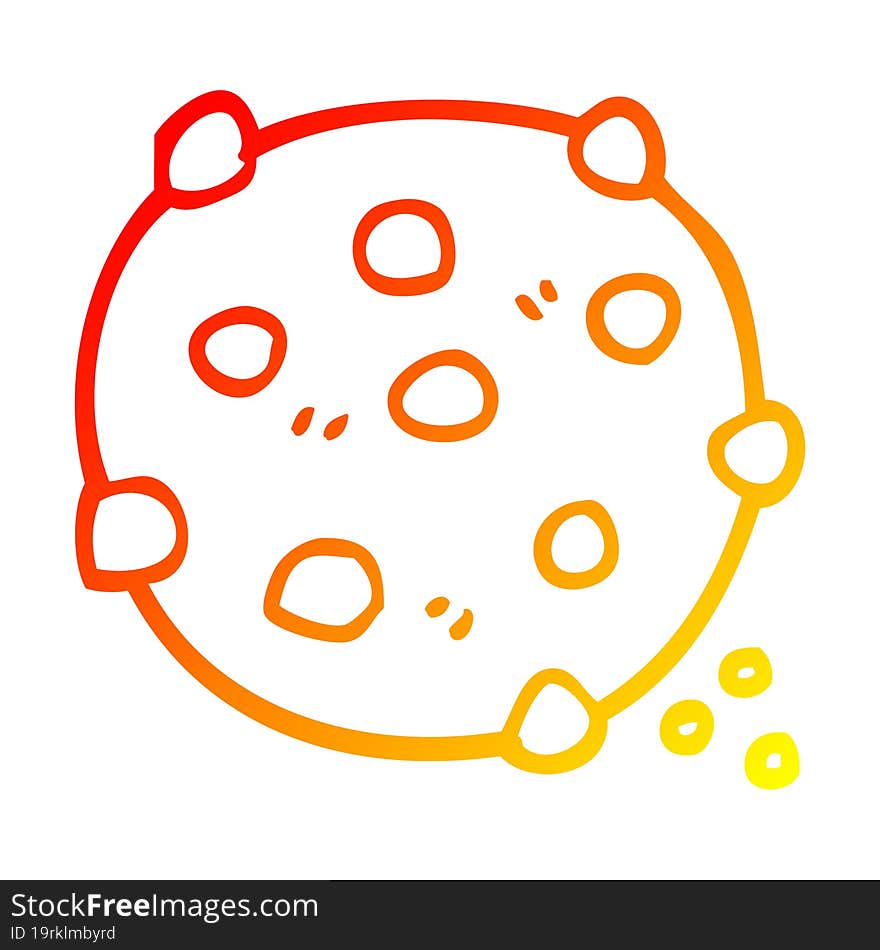 Warm Gradient Line Drawing Cartoon Chocolate Chip Cookie