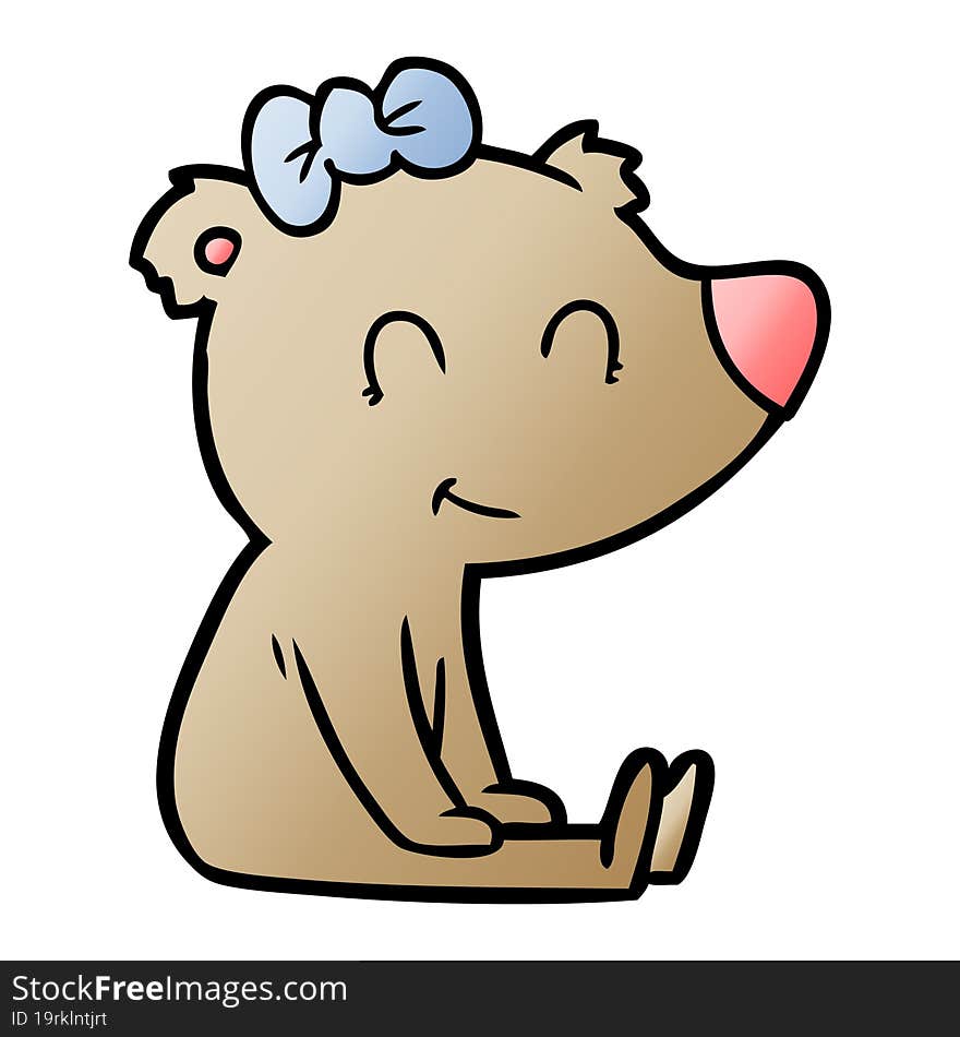 sitting female bear cartoon. sitting female bear cartoon