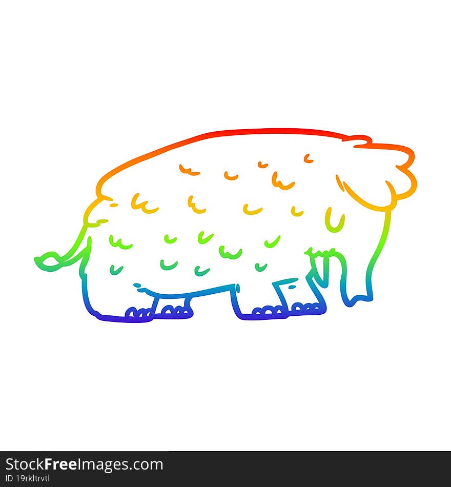 Rainbow Gradient Line Drawing Cartoon Mammoth