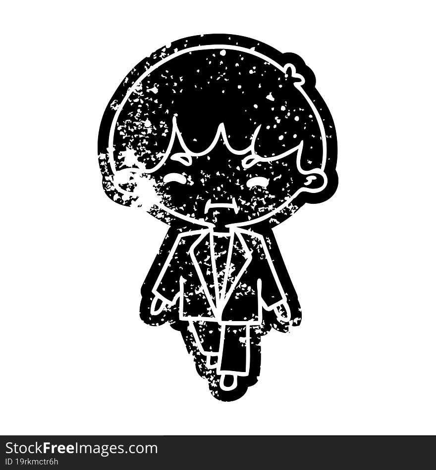 grunge distressed icon kawaii cute boy in suit. grunge distressed icon kawaii cute boy in suit