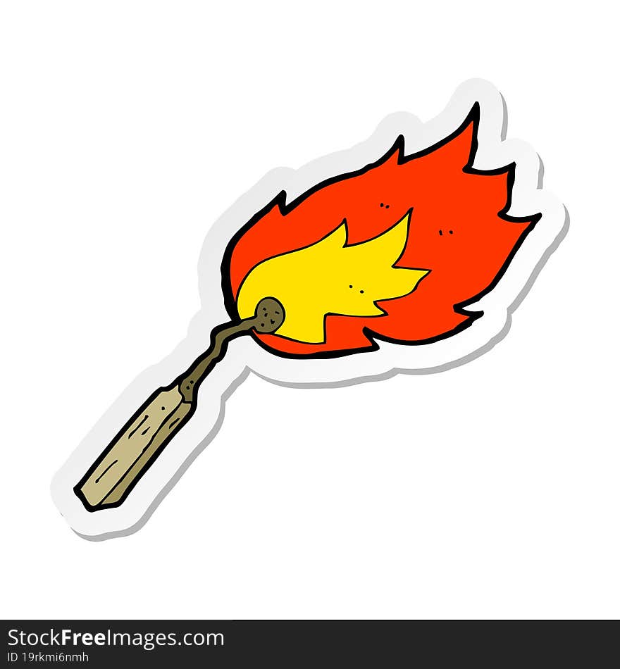 sticker of a cartoon burning match