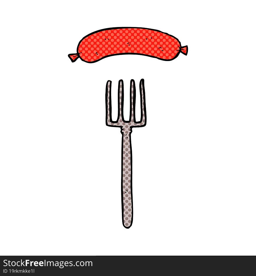 cartoon fork and sausage