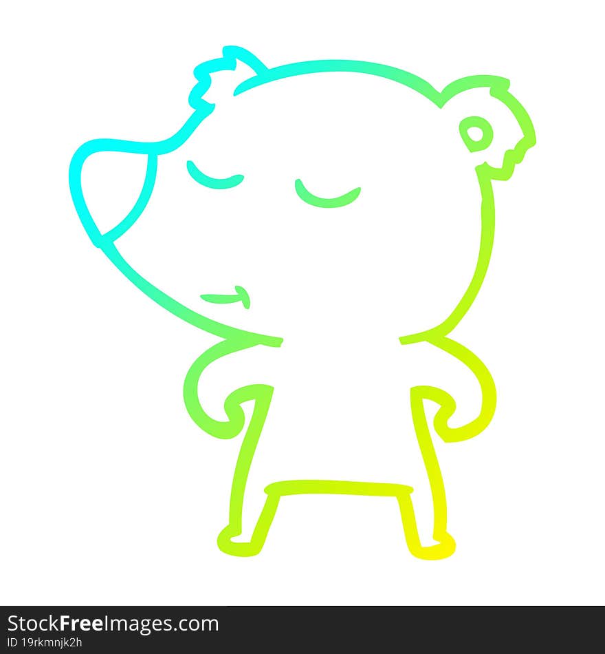 cold gradient line drawing cartoon polar bear