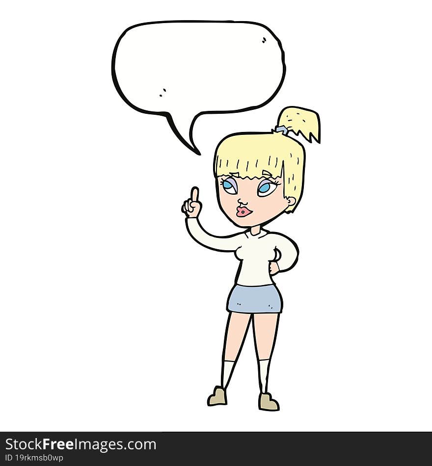 cartoon attractive girl with idea with speech bubble