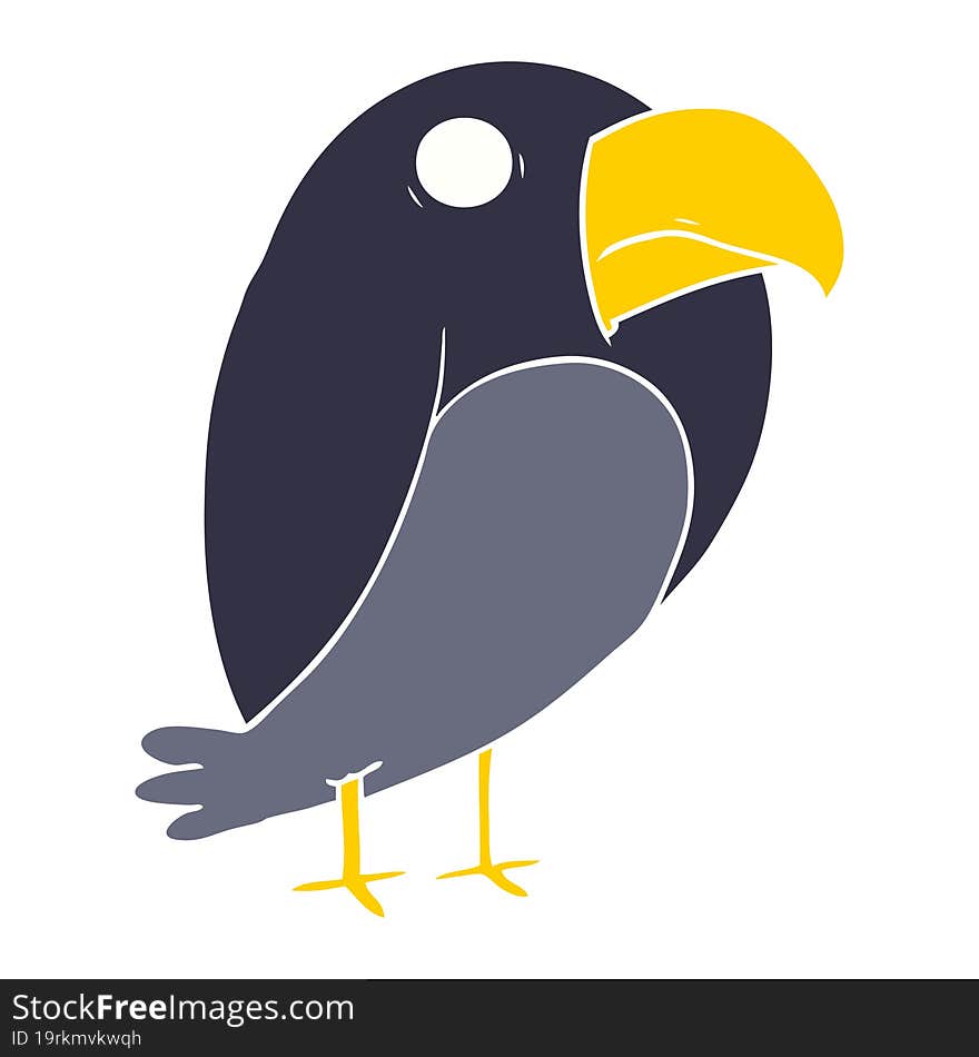 Flat Color Style Cartoon Crow