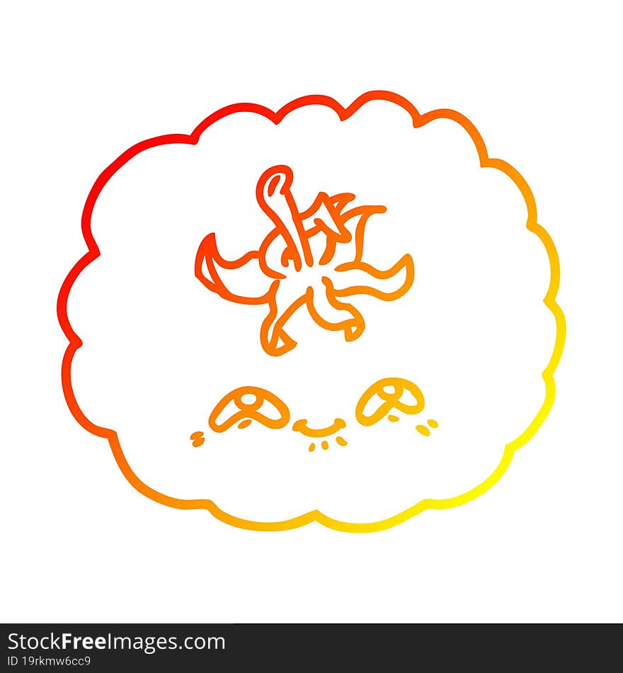 warm gradient line drawing cartoon tomato