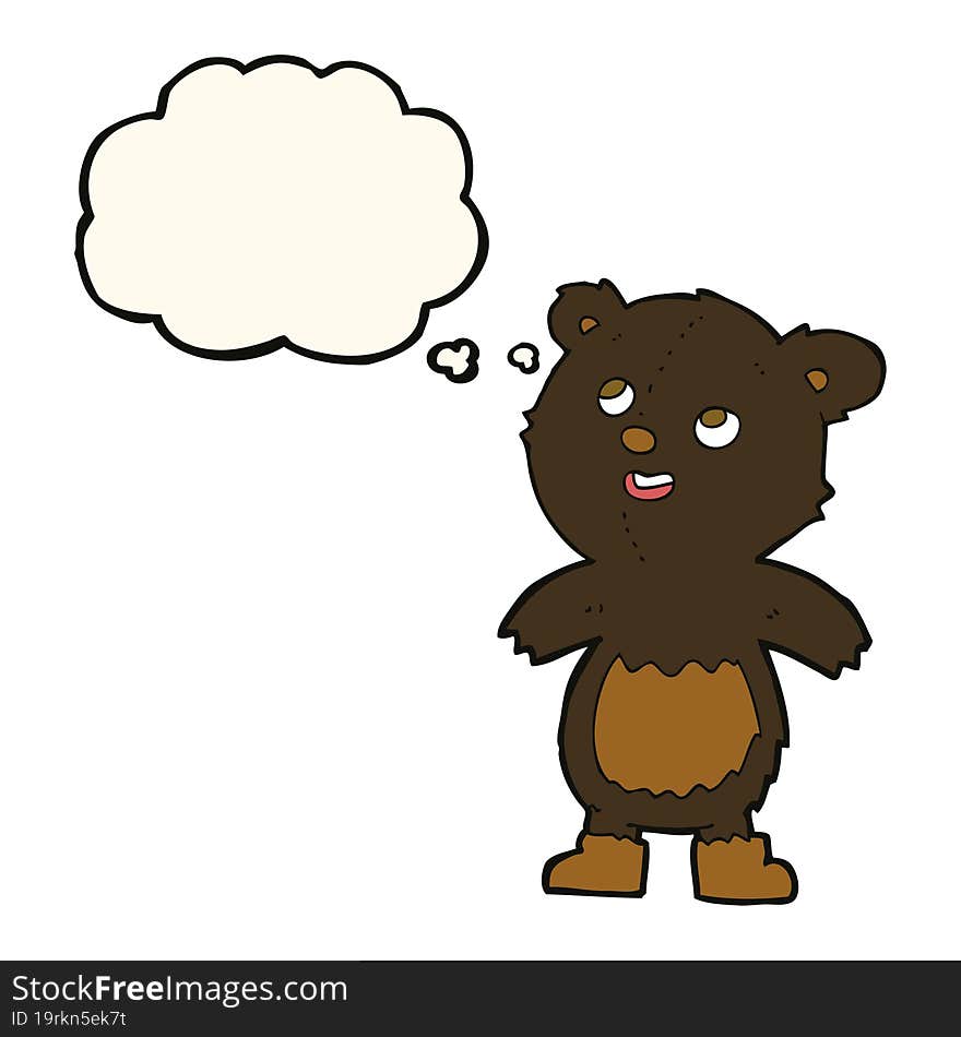 cartoon black bear with thought bubble