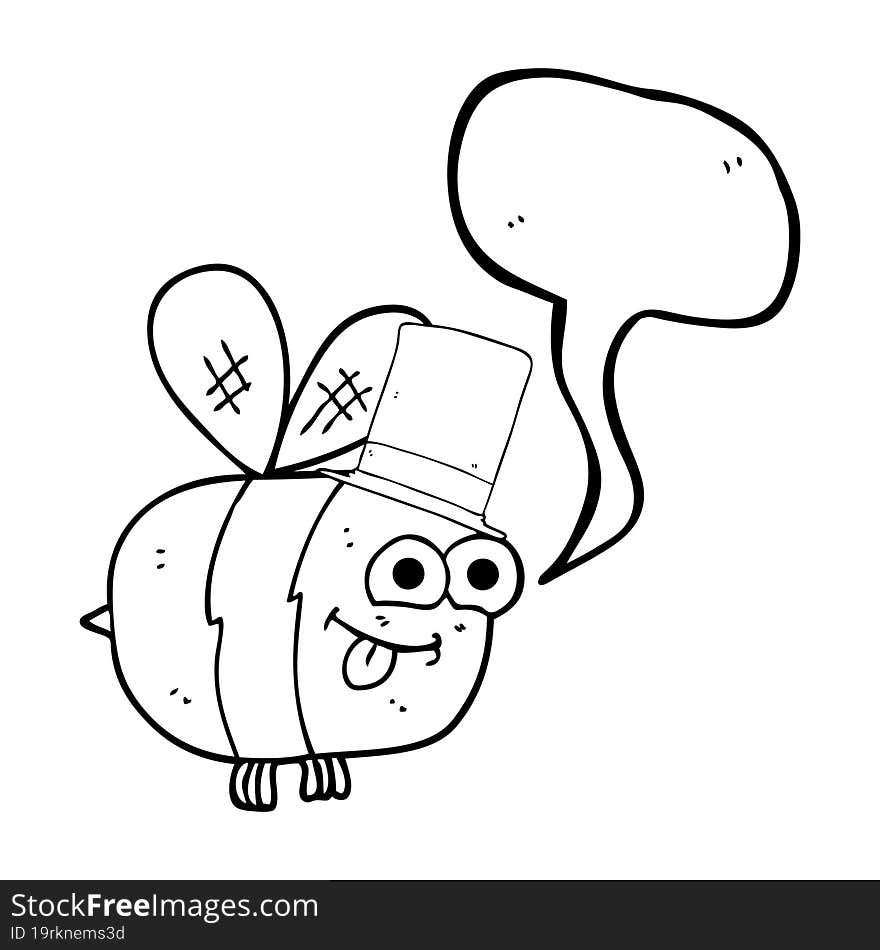 Speech Bubble Cartoon Bee Wearing Hat