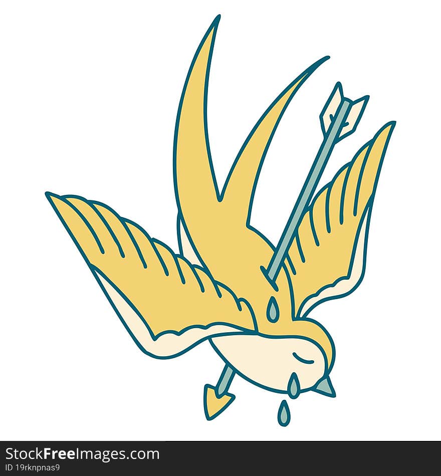 tattoo style icon of a swallow crying