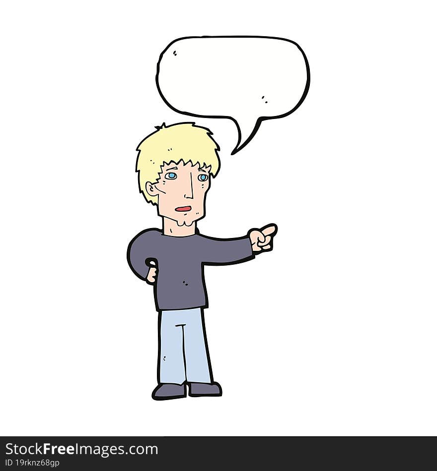 Cartoon Pointing Man With Speech Bubble