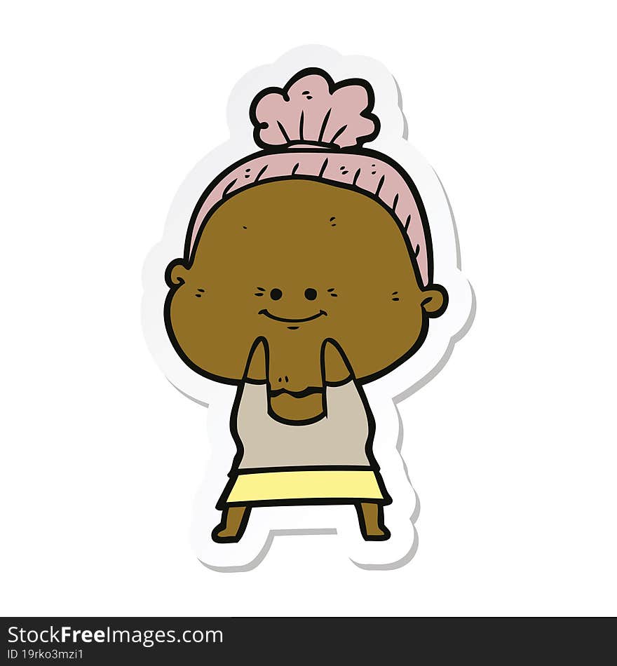 sticker of a cartoon happy old woman