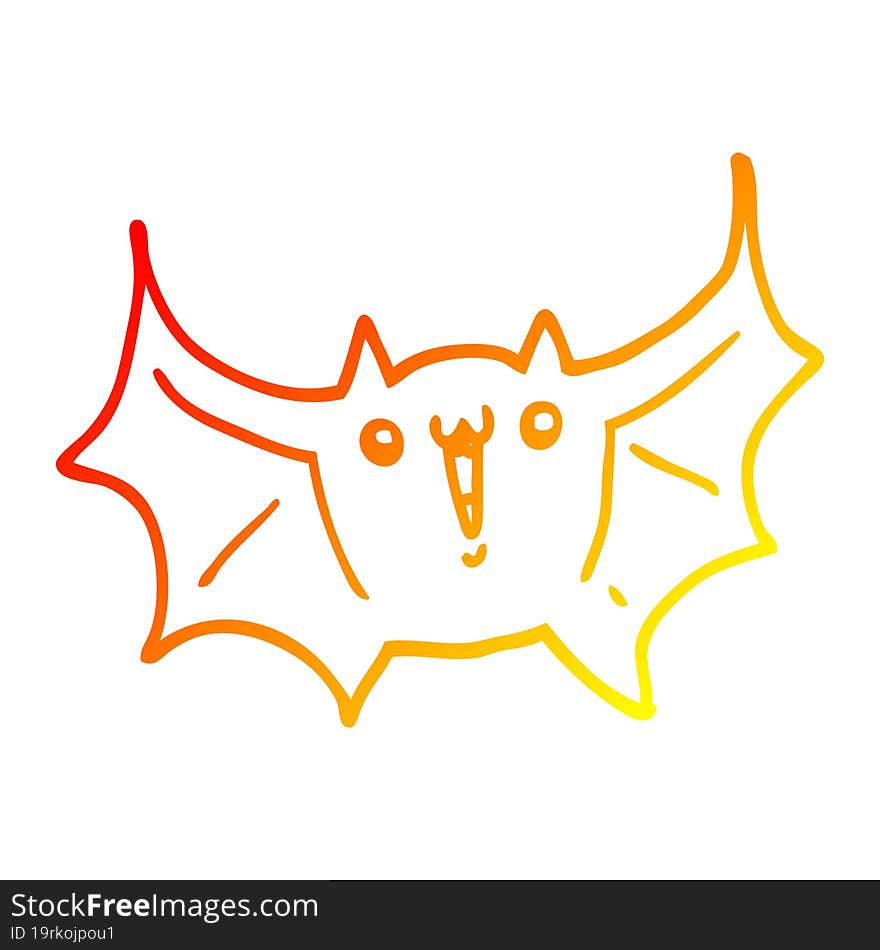 warm gradient line drawing cartoon happy vampire bat