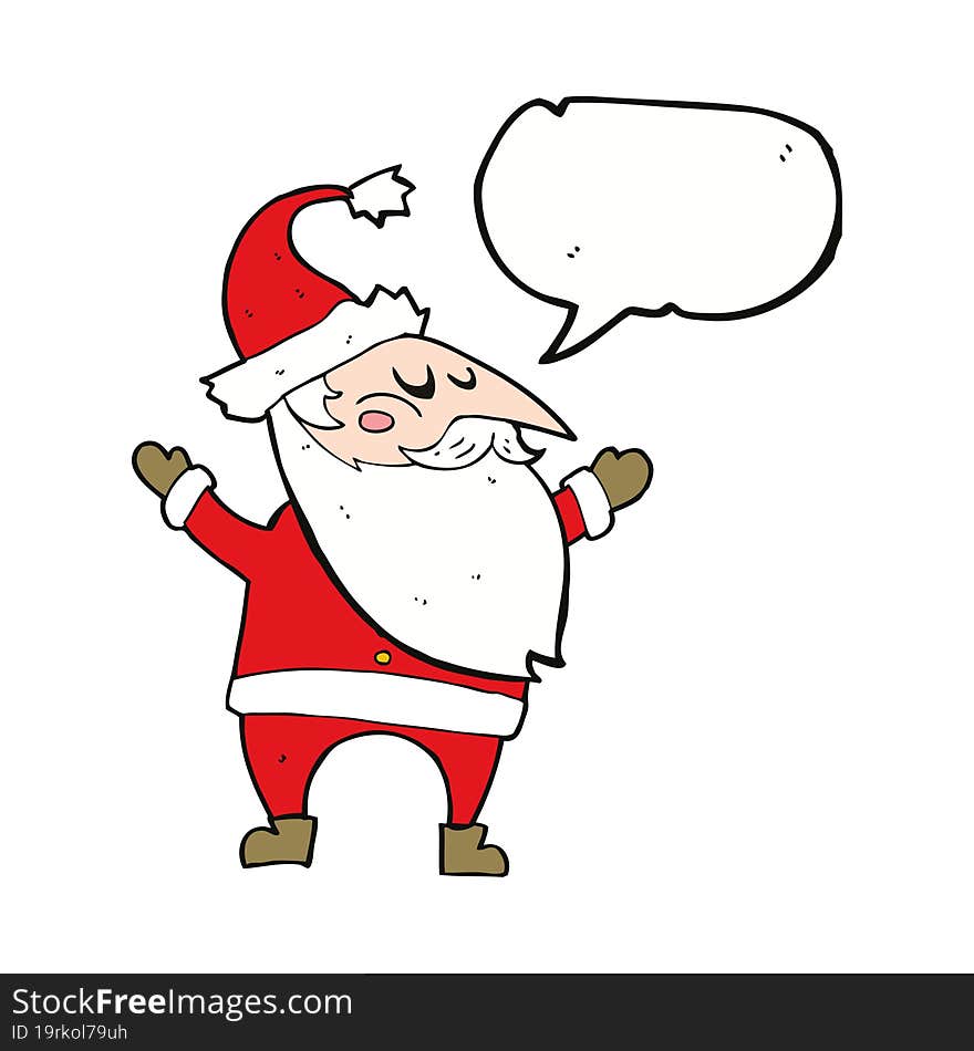 cartoon santa claus with speech bubble