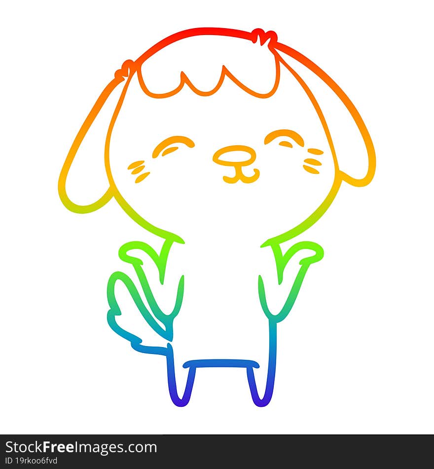 rainbow gradient line drawing of a happy cartoon dog