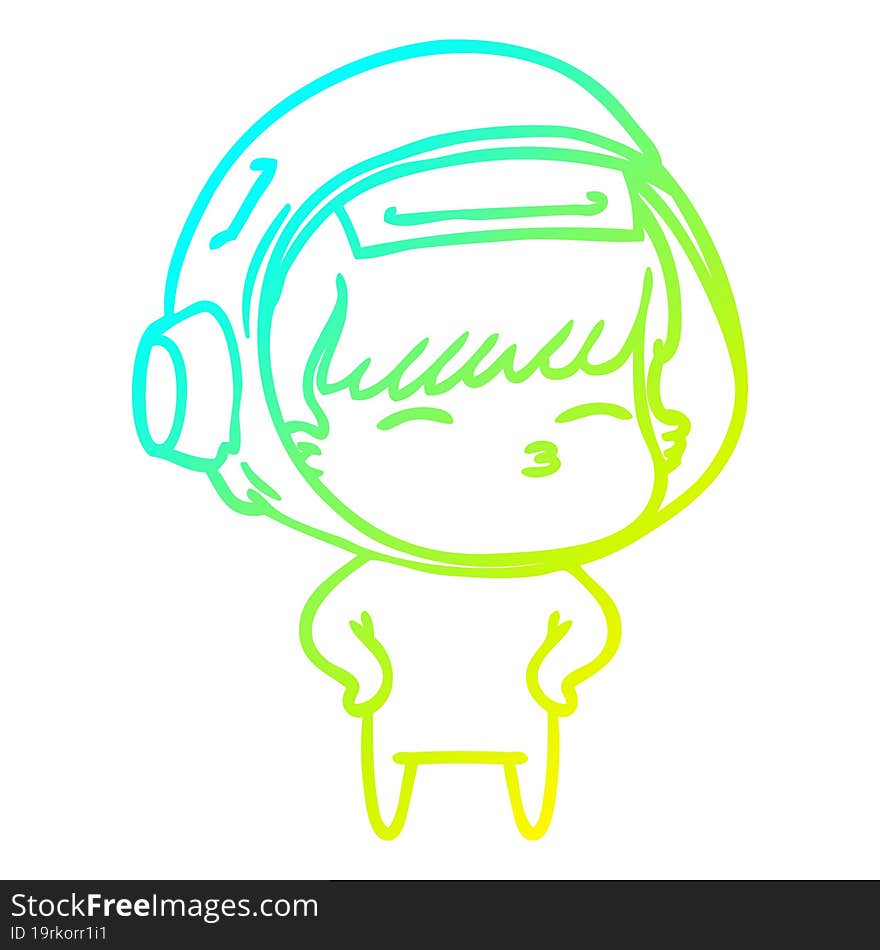 cold gradient line drawing cartoon curious astronaut