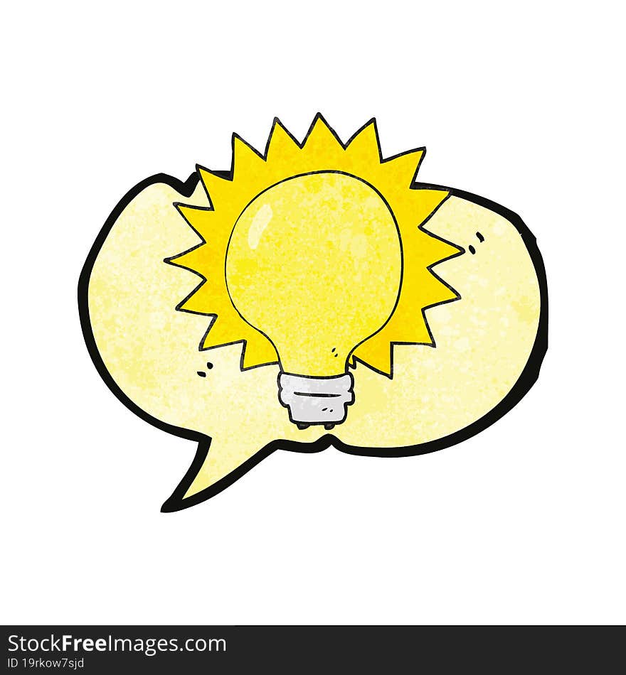 speech bubble textured cartoon light bulb