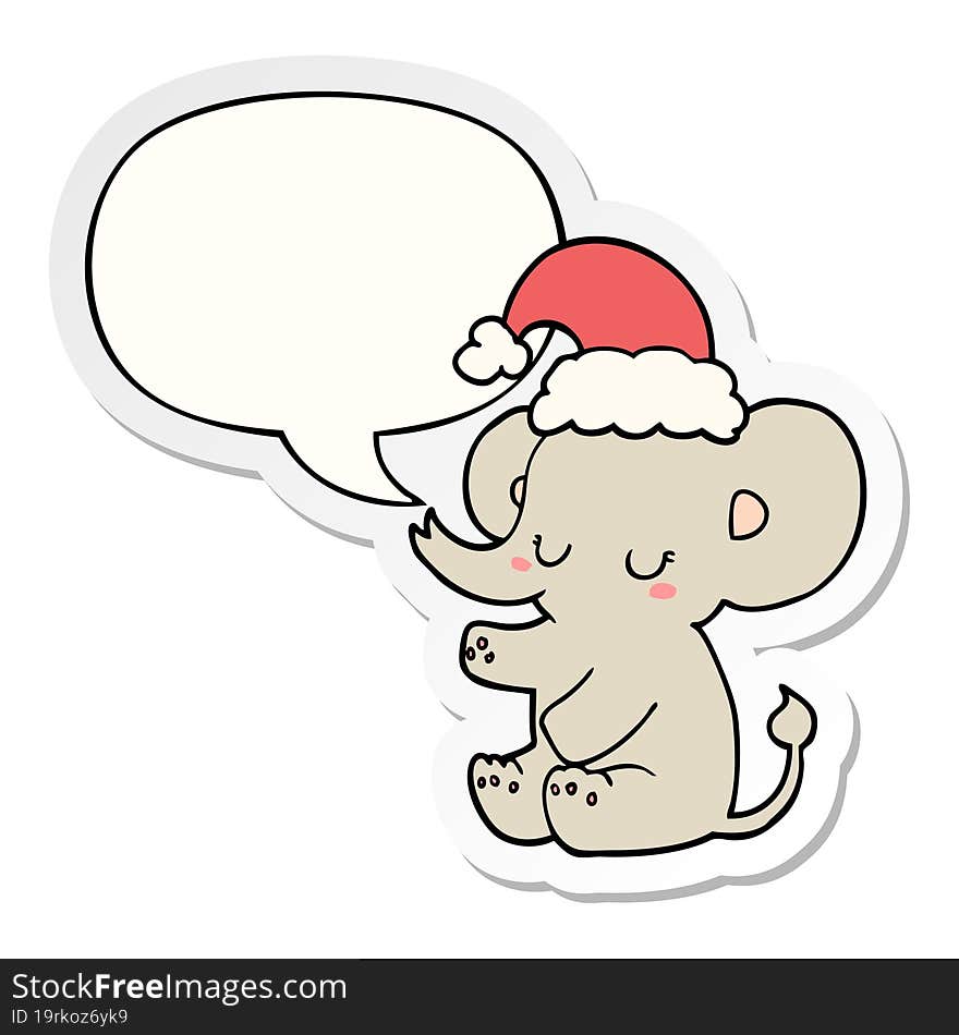 cute christmas elephant and speech bubble sticker