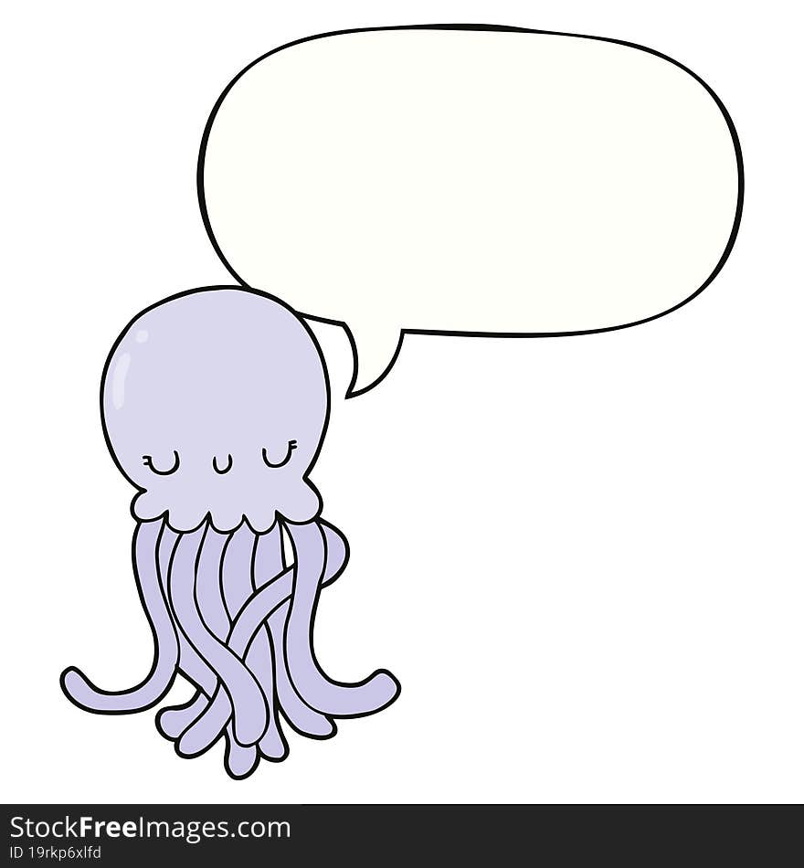 cute cartoon jellyfish and speech bubble