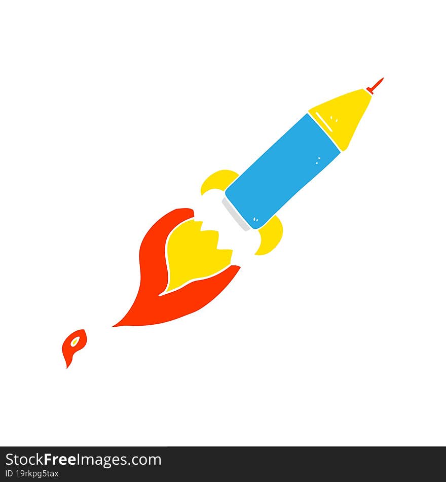 flat color illustration of a cartoon rocket