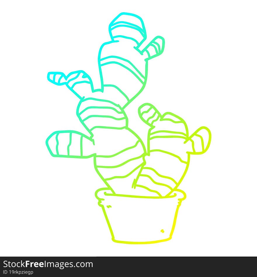 cold gradient line drawing cartoon cactus