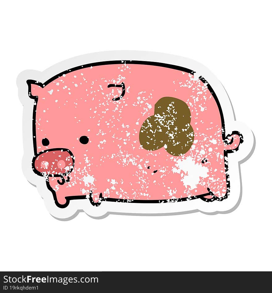 distressed sticker of a cartoon pig