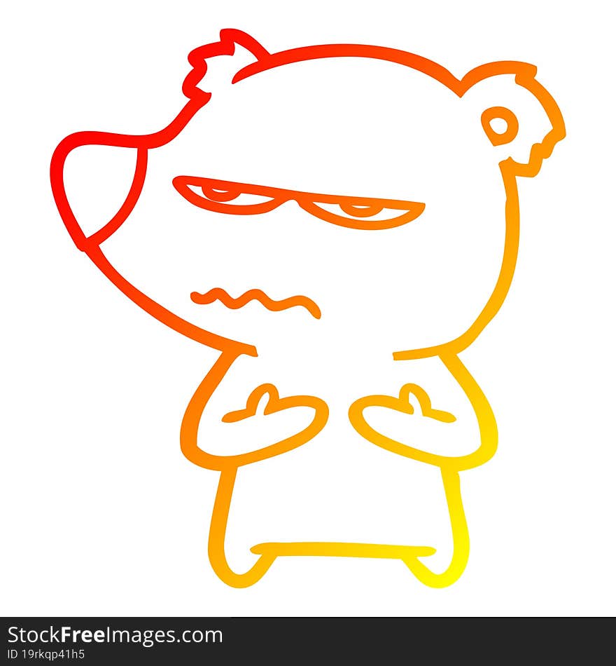 warm gradient line drawing annoyed bear cartoon