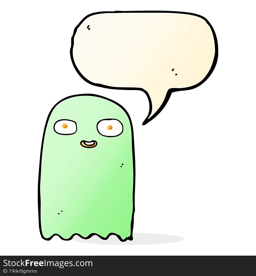 funny cartoon ghost with speech bubble